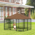 Load image into Gallery viewer, Outdoor Dog Kennel Puppy Play Pen with Canopy Garden Playpen Fence Crate Enclosure Cage Rotating Bowl 211 x 141 x 151 cm
