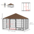 Load image into Gallery viewer, Large Dog Run, 6.9' x 4.6' x 5' Outdoor Dog Kennel with Canopy, Rotating Bowls, Door for Backyard & Garden, Coffee