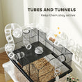 Load image into Gallery viewer, PawHut Large Hamster Cage with 12" Deep Tray, 2 Tier Gerbil Cage with Tube System, Water Bottle, Ramp, Feeding Bowl, 23" x 17" x 22", Black