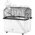 Load image into Gallery viewer, PawHut Large Hamster Cage with 12" Deep Tray, 2 Tier Gerbil Cage with Tube System, Water Bottle, Ramp, Feeding Bowl, 23" x 17" x 22", Black