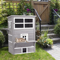 Load image into Gallery viewer, PawHut 3-Story Cat House Feral Cat Shelter, Outdoor Kitten Condo with Raised Floor, Asphalt Roof, Escape Doors, Jumping Platforms, Gray