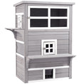 Load image into Gallery viewer, PawHut 3-Story Cat House Feral Cat Shelter, Outdoor Kitten Condo with Raised Floor, Asphalt Roof, Escape Doors, Jumping Platforms, Gray
