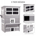 Load image into Gallery viewer, PawHut 3-Story Cat House Feral Cat Shelter, Outdoor Kitten Condo with Raised Floor, Asphalt Roof, Escape Doors, Jumping Platforms, Gray