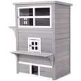Load image into Gallery viewer, PawHut 3-Story Cat House Feral Cat Shelter, Outdoor Kitten Condo with Raised Floor, Asphalt Roof, Escape Doors, Jumping Platforms, Gray