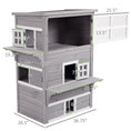 Load image into Gallery viewer, PawHut 3-Story Cat House Feral Cat Shelter, Outdoor Kitten Condo with Raised Floor, Asphalt Roof, Escape Doors, Jumping Platforms, Gray