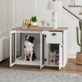 Load image into Gallery viewer, PawHut Dog Crate Furniture, 44" Dog Kennel Furniture End Table with Double Door, Storage, Drawer, Indoor Furniture Style Dog Cage for Medium Dogs, White