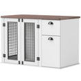 Load image into Gallery viewer, PawHut Dog Crate Furniture, 44" Dog Kennel Furniture End Table with Double Door, Storage, Drawer, Indoor Furniture Style Dog Cage for Medium Dogs, White