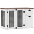 Load image into Gallery viewer, PawHut Dog Crate Furniture, 44" Dog Kennel Furniture End Table with Double Door, Storage, Drawer, Indoor Furniture Style Dog Cage for Medium Dogs, White