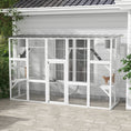 Load image into Gallery viewer, PawHut Catio Playground Cat Window Box Outside Enclosure, Outdoor Cat House with Weather Protection Roof for Multiple Kitties, Wooden Frame, Shelves & Bridges, 118" x 37.5" x 74", White