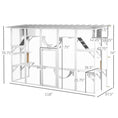 Load image into Gallery viewer, PawHut Catio Playground Cat Window Box Outside Enclosure, Outdoor Cat House with Weather Protection Roof for Multiple Kitties, Wooden Frame, Shelves & Bridges, 118" x 37.5" x 74", White