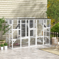 Load image into Gallery viewer, Catio, Large Outdoor Cat Enclosure with Cat Condos, Platforms, Ladders, Doors, Weather-Resistant Roof, Wooden Cat Cage for 1-4 Cats, White