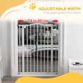 Load image into Gallery viewer, Pressure Fit Dog Stair Gate No Drilling Safety Gate Auto Close for Doorways, Hallways, 74-80cm Adjustable, 94cm Tall, White