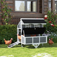 Load image into Gallery viewer, 43" Chicken Coop with Wheels, Mobile Chicken House with Nesting Box, Windows, Pull-out Tray, Perches, Wooden Chicken Tractor for 2-4 Hens, Rabbits, for Backyard, Patio, Gray