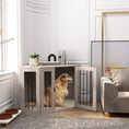 Load image into Gallery viewer, 2 in 1 Dog Crate Furniture, Side Table Dog Kennel with Cushion, Large Door, for Large Dogs - Walnut Brown
