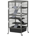 Load image into Gallery viewer, 45 Inch Small Animal Cage, 4-Tier Rolling Ferret Chinchilla Rabbit Cage with 6 Inch Deep Slide-Out Tray, Platforms, Hammock, for Bunnies, Ferrets, Chinchillas, Squirrels, Gray
