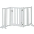 Load image into Gallery viewer, 31.5"H Foldable Dog Gate with Door, 3 Panels Freestanding Pet Gate Barriers Indoor with Support Feet, Puppy Fence for Small Medium Dogs, White