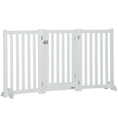 Load image into Gallery viewer, 31.5"H Foldable Dog Gate with Door, 3 Panels Freestanding Pet Gate Barriers Indoor with Support Feet, Puppy Fence for Small Medium Dogs, White