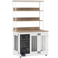 Load image into Gallery viewer, PawHut Furniture Dog Crate for Large Dogs, 39" Dog Kennel Furniture Side Table with Storage Shelf, Three Doors, Blackboard & Non-Slip Foot Pads, Dog Crate Furniture, White