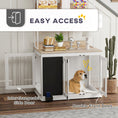 Load image into Gallery viewer, PawHut Furniture Dog Crate for Large Dogs, 39" Dog Kennel Furniture Side Table with Storage Shelf, Three Doors, Blackboard & Non-Slip Foot Pads, Dog Crate Furniture, White