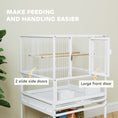 Load image into Gallery viewer, Bird Cage, Metal Parrot Cage with Rolling Stand Wheels, Acrylic Viewing Panels, Storage Shelf, Slide-out Tray, Perches, Feeders, for Budgie, Parakeet, Canary, Finch, White, 48 x 46 x 83 cm