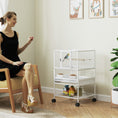 Load image into Gallery viewer, Bird Cage, Metal Parrot Cage with Rolling Stand Wheels, Acrylic Viewing Panels, Storage Shelf, Slide-out Tray, Perches, Feeders, for Budgie, Parakeet, Canary, Finch, White, 48 x 46 x 83 cm