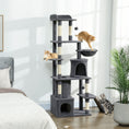 Load image into Gallery viewer, Cat Tree, 67" Large Cat Tower for Indoor Kittens Multi-Level with 7 Scratching Posts, Tunnel, 2 Plush Condos, Hammock, Perch, Ramp, Pompoms, Dark Grey