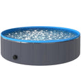 Load image into Gallery viewer, Foldable Dog Pool for Puppies and Ducks, Thickened PVC Dog Paddling Pool Bath Tub Hard Board, Anti-Slip Bottom and Hose Adapter for Easy Drainage, 120 x 30cm, Dark Grey and Blue