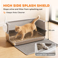 Load image into Gallery viewer, XL Stainless Steel Cat Litter Tray with Lid, High Sided Cat Litter Box with Scoop and Mat for Kittens up to 8 kg, Anti-Spillage, Odor Resistant and Easy to Clean, Light Grey