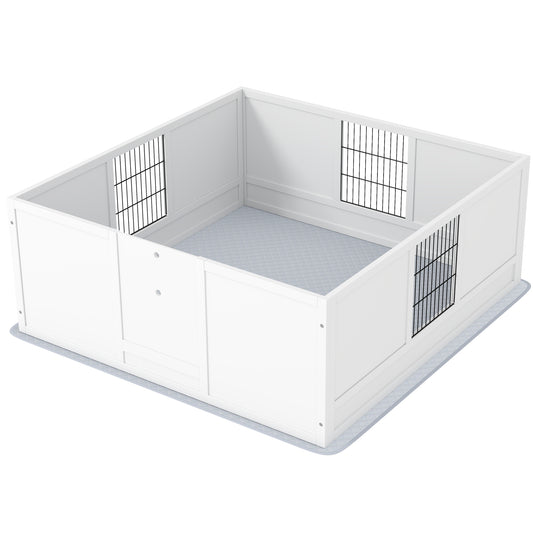 PawHut Whelping Box for Dogs and Puppies, Dog Whelping Box with Waterproof Pee Pad, Adjustable Height Door, for Large Dogs Indoor Use, 49" x 47" x 19"