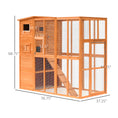 Gallery viewerに画像を読み込む, Large Catio Outdoor Cat Enclosure Weatherproof Cat House with Cat Condo, Indoor Wooden Cat Cage Pet Kennel, 77"L x 38"W x 69"H