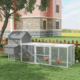 Load image into Gallery viewer, 123" Extra Large Chicken Coop, Wooden Chicken Run with Nesting Boxes, Run, Doors, Tray, Ramp for 4-6 Chickens, Rabbits, Ducks Outdoor Use, Grey