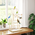 Load image into Gallery viewer, Parrot Play Stand, 95 cm Wooden Bird Playground with Ladders, Chain Toy, Stainless Steel Cups and Tray, Bird Cage Accessories for Parakeets, Cockatiels, Finches, Lovebirds, Budgie