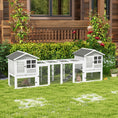 Load image into Gallery viewer, PawHut 102" 2 in 1 Wooden Rabbit Hutch, Double Main House Pet Playpen, Large Bunny House Enclosure for Indoor/Outdoor with 2 Run Boxes, No Leak Tray, and Ramp, for Guinea Pig and Small Animals, Gray
