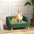 Load image into Gallery viewer, PawHut Dog Sofa Bed, Dog Couch Pet Bed for Small and Medium-Sized Dogs and Cats with Washable Cushion, Anti-Slip Pads, Dark Green