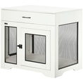 Load image into Gallery viewer, PawHut Dog Crate Furniture with Soft Water-Resistant Cushion, Dog Kennel End Table with Drawer, Puppy Crate for Small Dogs Indoor with 2 Doors, White
