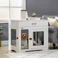 Load image into Gallery viewer, PawHut Dog Crate Furniture with Soft Water-Resistant Cushion, Dog Kennel End Table with Drawer, Puppy Crate for Small Dogs Indoor with 2 Doors, White