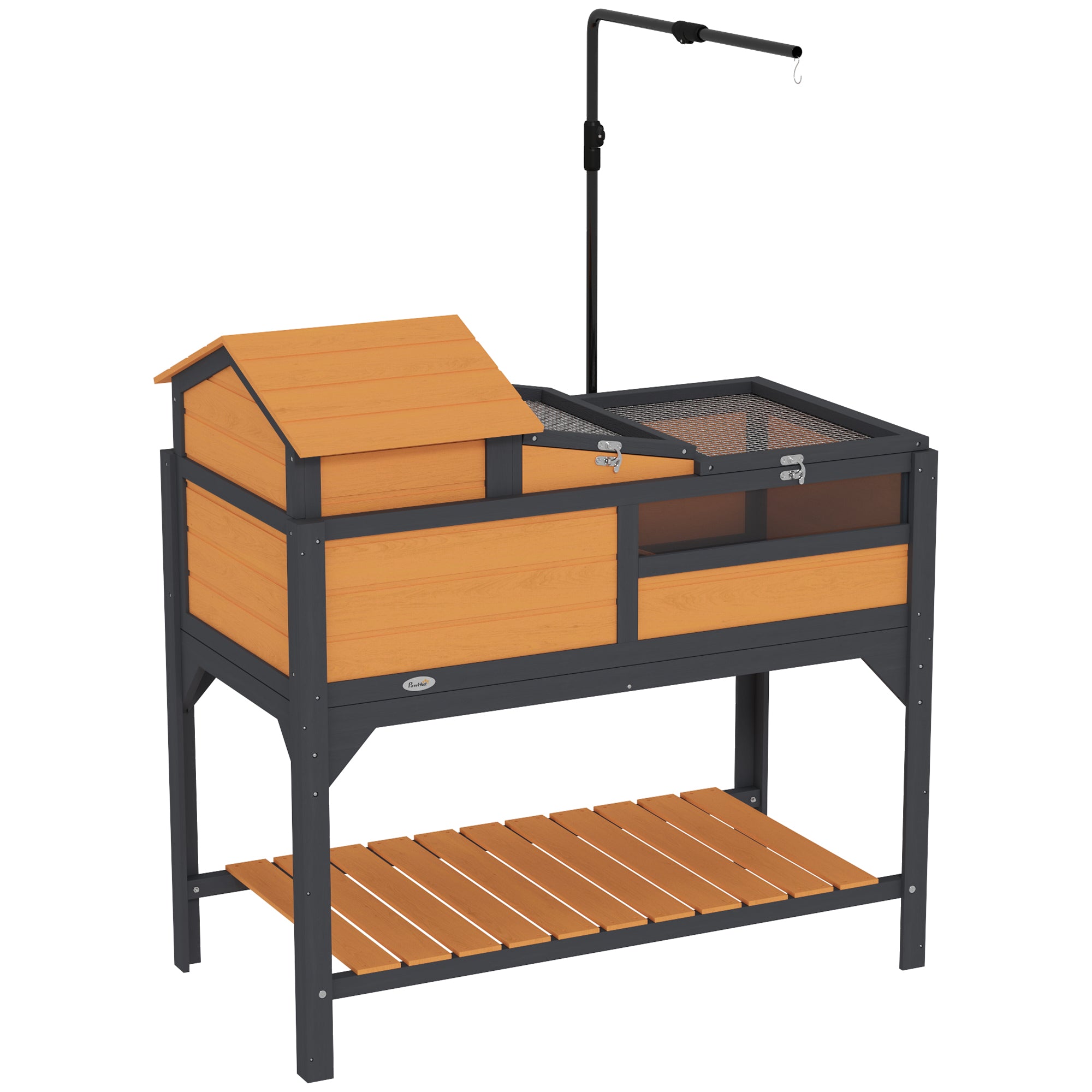 PawHut 2-Layer Tortoise Enclosure with Adjustable Lamp & Storage