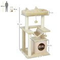 Load image into Gallery viewer, Cat Tree, 90cm Cat Tower with Sisal Scratching Posts, Cat Condo, Hammock, Top Perch and 2 Hanging Toys for Indoor Cats, Beige