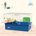 Load image into Gallery viewer, Guinea Pig Cage Chinchillas Rabbit Small Animal Cage with Ramp, Dish, Water Bottle, 71 x 46 x 47cm, Blue