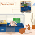 Load image into Gallery viewer, Guinea Pig Cage Chinchillas Rabbit Small Animal Cage with Ramp, Dish, Water Bottle, 71 x 46 x 47cm, Blue