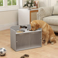 Load image into Gallery viewer, Elevated Dog Bowls with Storage, Raised Dog Bowl Stand with 2 Stainless Steel Food Dishes and Slow Feeder, Pet Feeding Station for Large Breeds, Gray