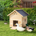 Load image into Gallery viewer, Wooden Duck House, Raised Chicken Coop with Double Doors, Poultry Coop with Openable Roof, Ventilation Holes, Removable Base, Natural Wood Finish