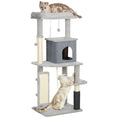 Load image into Gallery viewer, Cat Tree for Indoor Cats, 132cm Cat Tower with Scratching Posts and Pad, Cat Bed, Cat House, Jumping Platform, Grooming Brush, Toy Balls, Anti-Tip Kit, Cat Climbing Frame, Light Grey