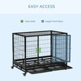 Load image into Gallery viewer, PawHut 43" Heavy Duty Dog Crate, Indestructible Dog Cage Kennel with Removable Tray, Lockable Wheels and Double Door, for Large and Extra Large Dogs, Black