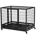 Load image into Gallery viewer, PawHut 43" Heavy Duty Dog Crate, Indestructible Dog Cage Kennel with Removable Tray, Lockable Wheels and Double Door, for Large and Extra Large Dogs, Black