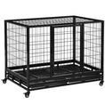 Load image into Gallery viewer, PawHut 43" Heavy Duty Dog Crate, Indestructible Dog Cage Kennel with Removable Tray, Lockable Wheels and Double Door, for Large and Extra Large Dogs, Black