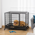 Load image into Gallery viewer, PawHut 43" Heavy Duty Dog Crate, Indestructible Dog Cage Kennel with Removable Tray, Lockable Wheels and Double Door, for Large and Extra Large Dogs, Black