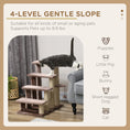 Load image into Gallery viewer, PawHut 4 Levels Cat Steps, Pet Stairs Carpeted Ladder, Kitten Tree Climber with Scratching Posts, Hanging Play Ball, Side Step, for High Bed, Sofa, Brown