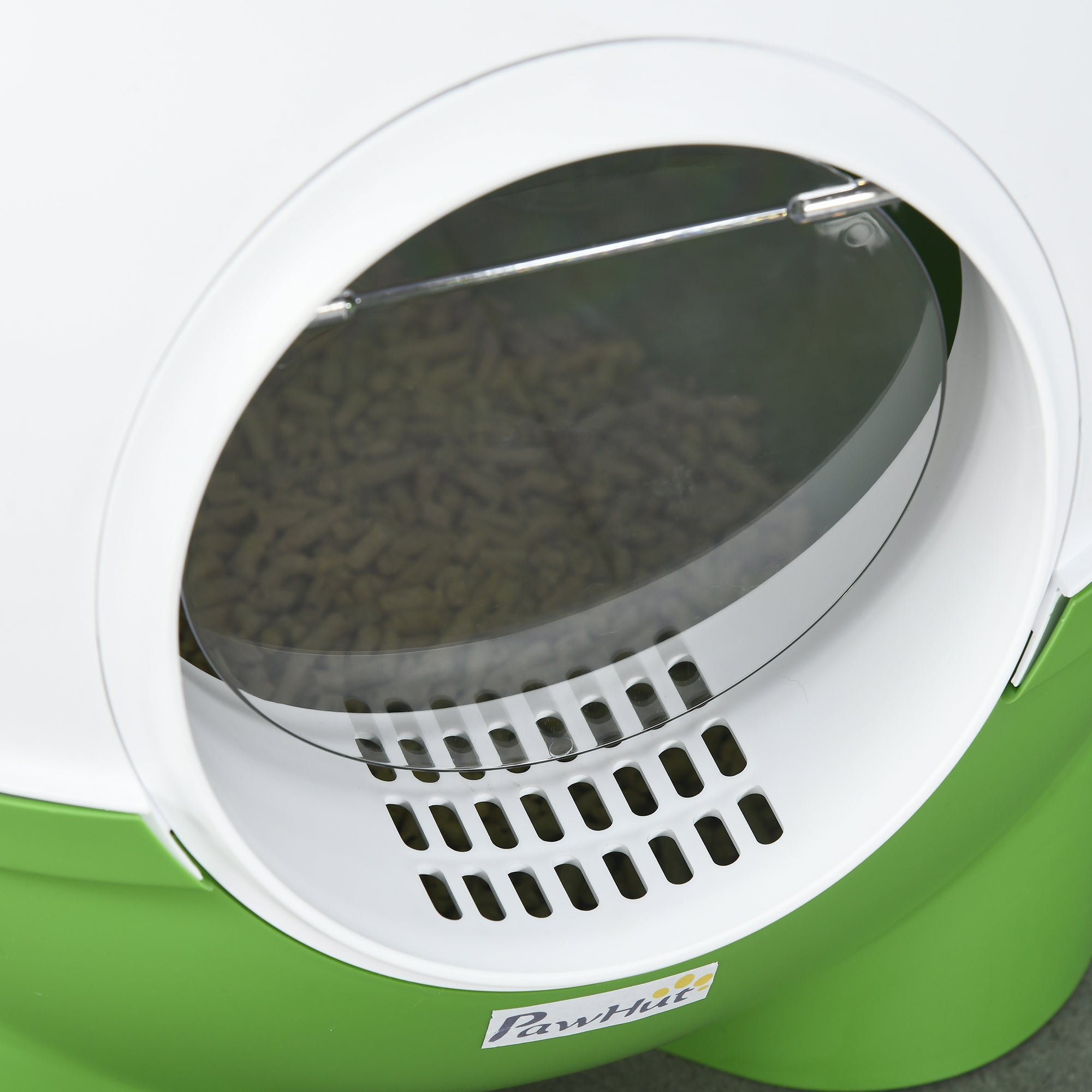 PawHut Hooded Cat Litter Box, Large Kitty Litter Pan with Lid, Scoop, Leaking Sand Pedal, Top Handle, Dark Green