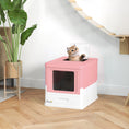 Load image into Gallery viewer, Cat Litter Tray with Hood Enclosed Cat Litter Box Pet Toilet w/ Lid, Scoop, Front Entry, 47.5 x 35.5 x 36.7cm - Pink
